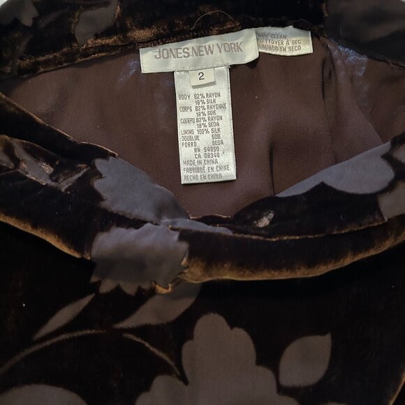 Jones New York Deep Chocolate Brown Burnout Velvet Midi Skirt - Sz 2 - Picture 5 of 6